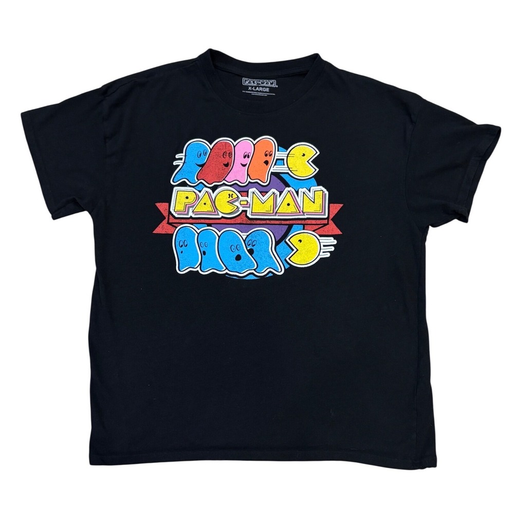 Retro Pac-Man Arcade Gaming Graphic T-Shirt Unisex XL Black Brisco Brands Tee